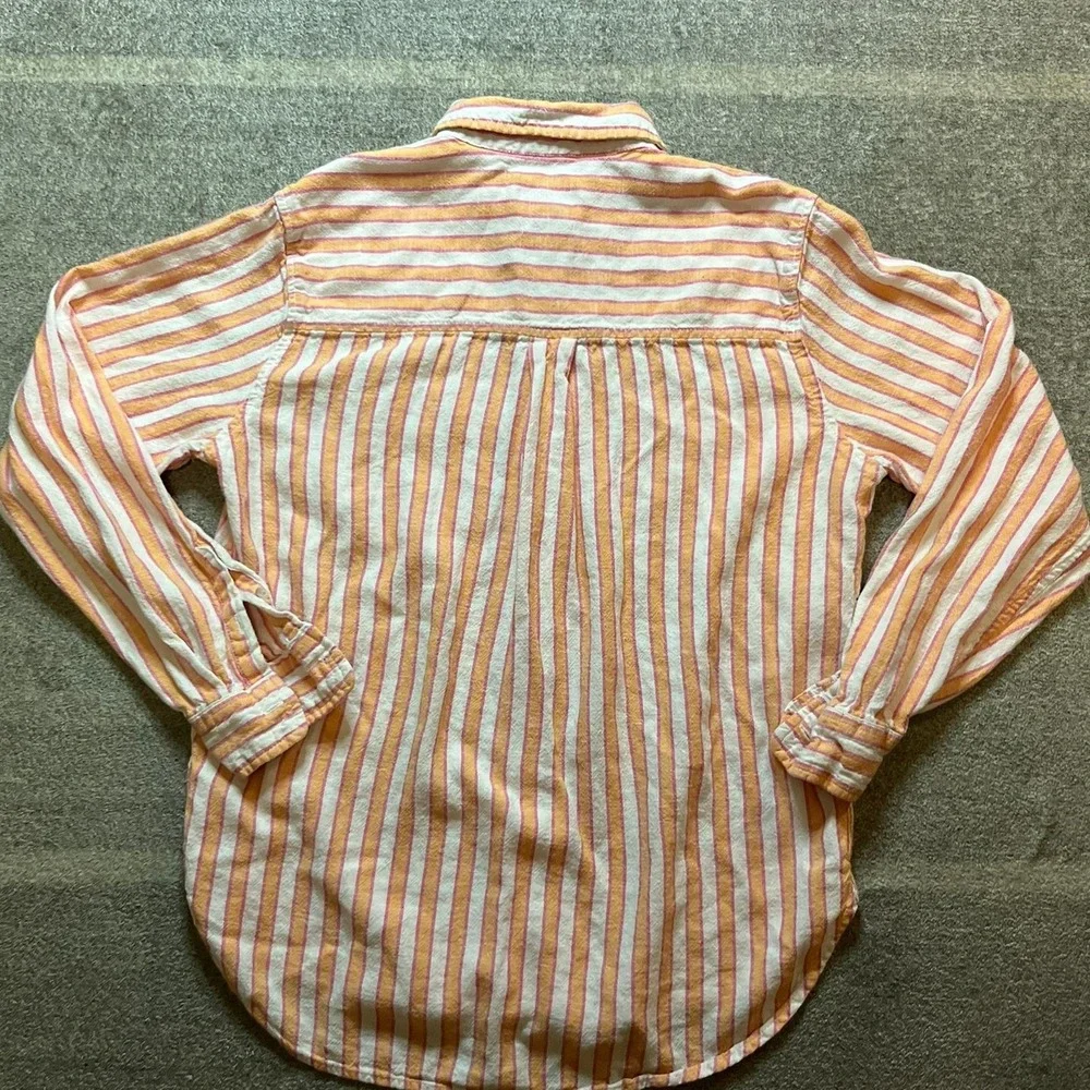 Universal Thread Womens Small Relaxed Fit Linen Striped Button Down Shirt Pink